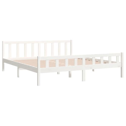 Cadre De Lit Sans Matelas Blanc Bois Massif 160x200 Cm