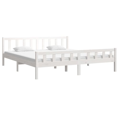 Cadre De Lit Sans Matelas Blanc Bois Massif 160x200 Cm