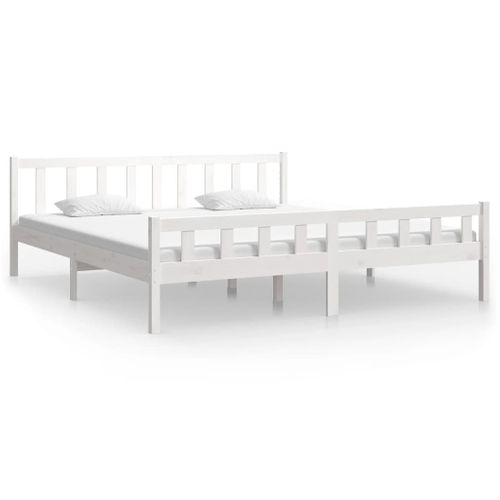 Cadre De Lit Sans Matelas Blanc Bois Massif 160x200 Cm