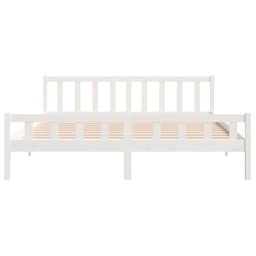 Cadre De Lit Sans Matelas Blanc Bois Massif 160x200 Cm