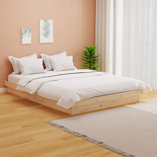 Cadre De Lit Sans Matelas Bois Massif 140x190 Cm