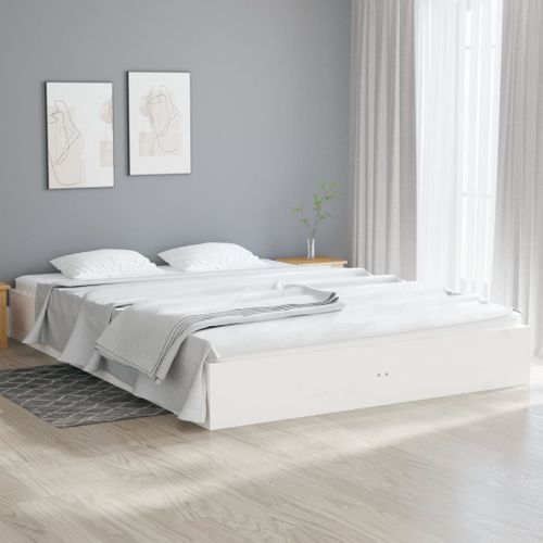 Cadre De Lit Blanc Bois Massif 120x200 Cm
