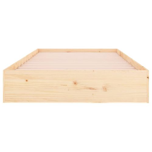 Cadre De Lit En Bois Massif 100x200 Cm, Design Rustique, Sommier à Lattes, Robuste Et Stable