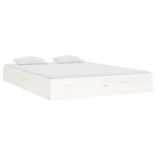 Cadre De Lit Blanc Bois Massif 140x190 Cm