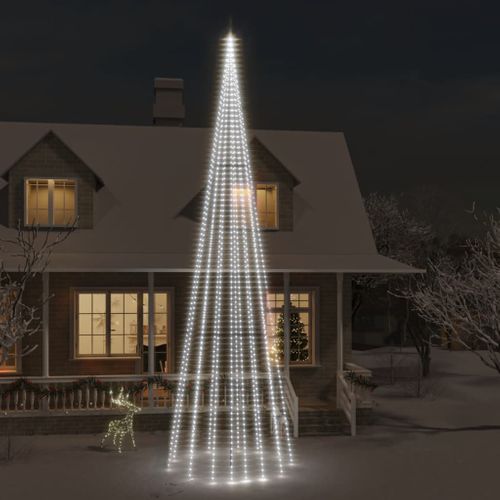 Sapin De Noël Sur Mât De Drapeau 1134 LED Blanc Froid 800 Cm