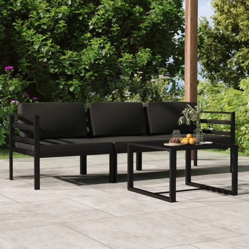Salon De Jardin 4 Pièces Avec Coussins Aluminium Anthracite
