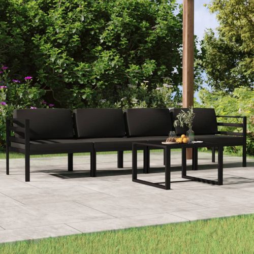 Salon De Jardin 5 Pièces Avec Coussins Aluminium Anthracite