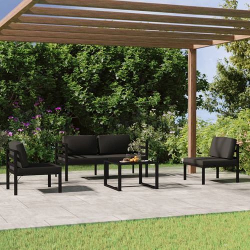 Salon De Jardin 5 Pièces Avec Coussins Aluminium Anthracite
