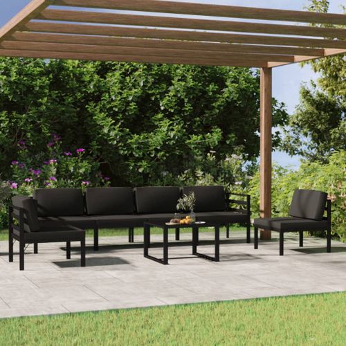 Salon De Jardin 7 Pièces Avec Coussins Aluminium Anthracite