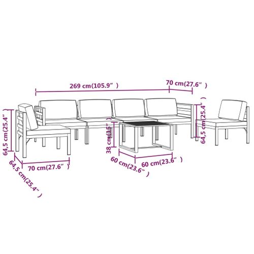 Salon De Jardin 7 Pièces Avec Coussins Aluminium Anthracite