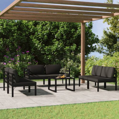 Salon De Jardin 7 Pièces Avec Coussins Aluminium Anthracite