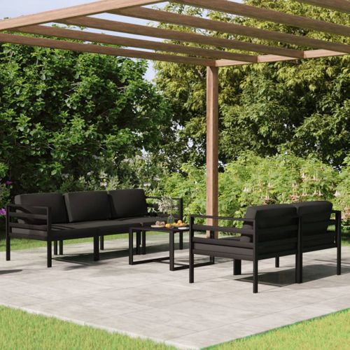 Salon De Jardin 6 Pièces Avec Coussins Aluminium Anthracite