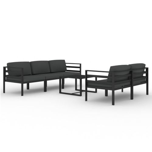 Salon De Jardin 6 Pièces Avec Coussins Aluminium Anthracite