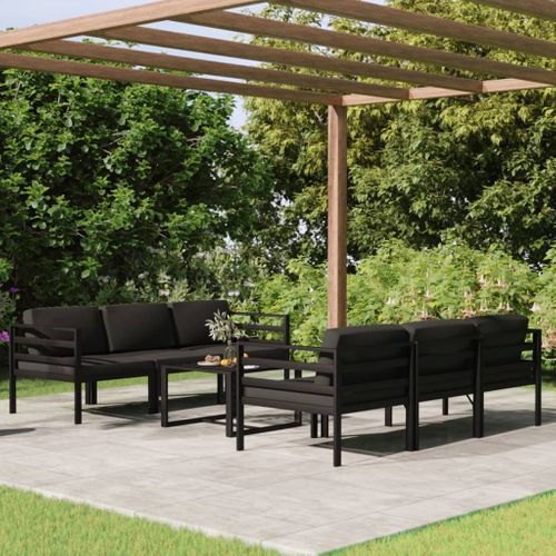 Salon De Jardin 7 Pièces Avec Coussins Aluminium Anthracite