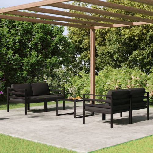 Salon De Jardin 5 Pièces Avec Coussins Aluminium Anthracite