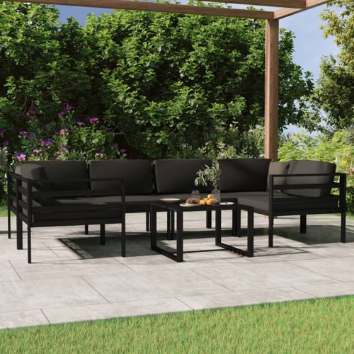 Salon De Jardin 7 Pièces Avec Coussins Aluminium Anthracite