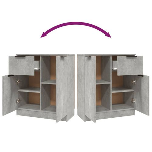 Buffet Gris Béton 60x30x70 Cm Bois Contreplaqué