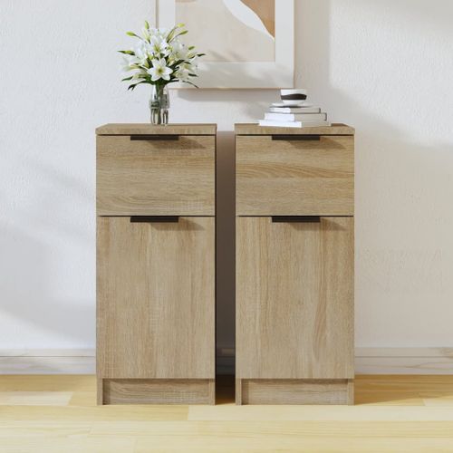 Buffets 2 Pièces Chêne Sonoma 30x30x70 Cm Bois Contreplaqué