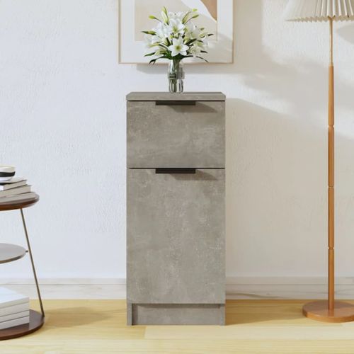 Buffet Gris Béton 30x30x70 Cm Bois Contreplaqué