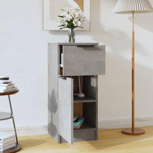 Buffet Gris Béton 30x30x70 Cm Bois Contreplaqué