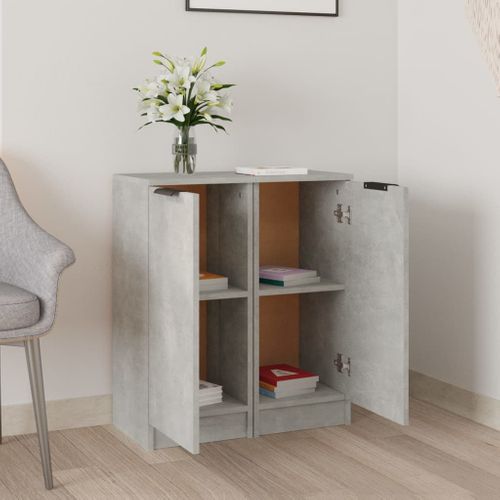 Buffets 2 Pièces Gris Béton 30x30x70 Cm Bois Contreplaqué