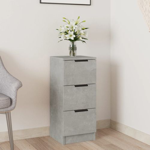 Buffet Gris Béton 30x30x70 Cm Bois Contreplaqué