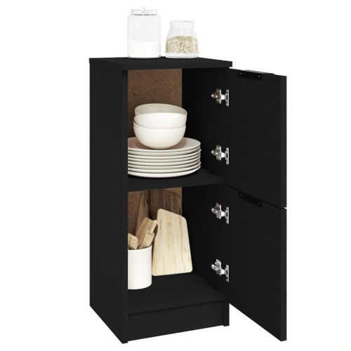 Buffets 2 Pièces Noir 30x30x70 Cm Bois Contreplaqué
