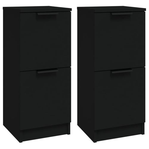 Buffets 2 Pièces Noir 30x30x70 Cm Bois Contreplaqué