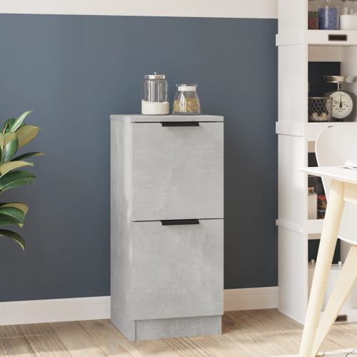 Buffet Gris Béton 30x30x70 Cm Bois Contreplaqué
