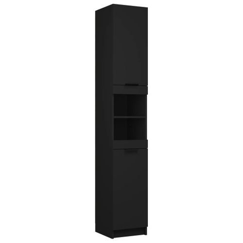 Armoire De Salle De Bain Noir 32x34x188,5 Cm Bois Contreplaqué