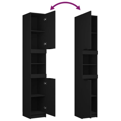 Armoire De Salle De Bain Noir 32x34x188,5 Cm Bois Contreplaqué
