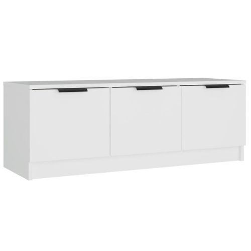 Meuble TV Blanc 102x35x36,5 Cm Bois Contreplaqué