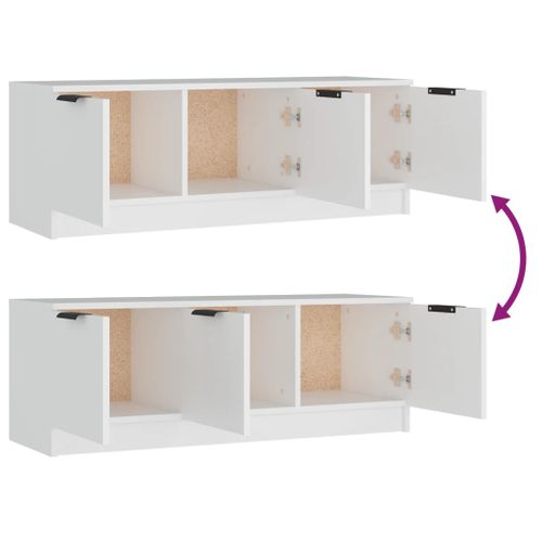 Meuble TV Blanc 102x35x36,5 Cm Bois Contreplaqué