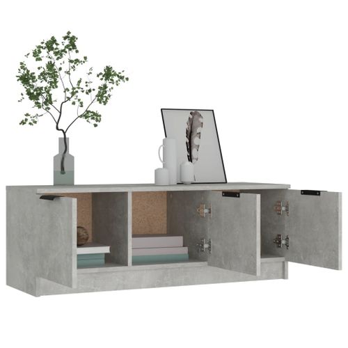 Meuble TV Gris Béton 102x35x36,5 Cm Bois Contreplaqué