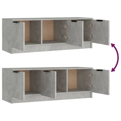 Meuble TV Gris Béton 102x35x36,5 Cm Bois Contreplaqué