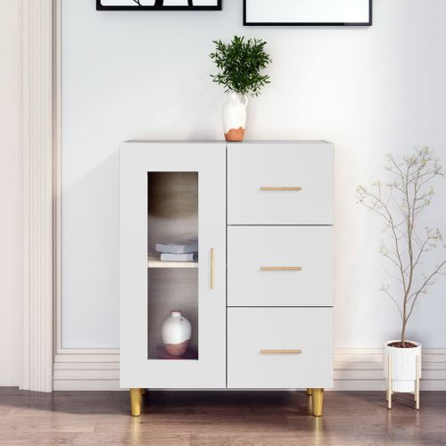 Buffet Blanc 69,5x34x90 Cm Bois Contreplaqué