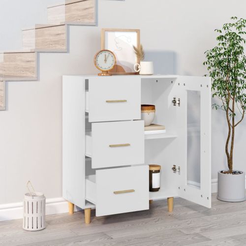 Buffet Blanc 69,5x34x90 Cm Bois Contreplaqué