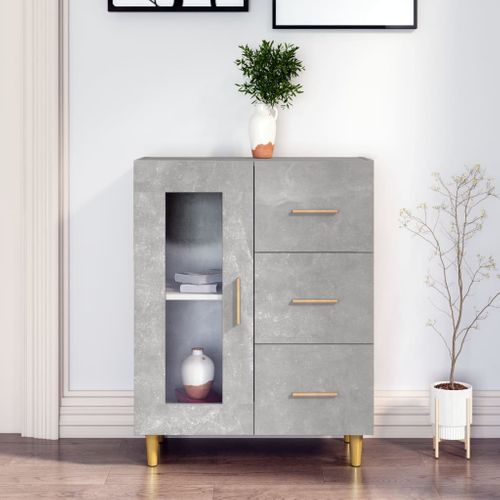 Buffet Gris Béton 69,5x34x90 Cm Bois Contreplaqué