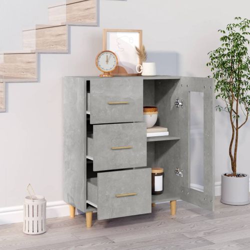 Buffet Gris Béton 69,5x34x90 Cm Bois Contreplaqué