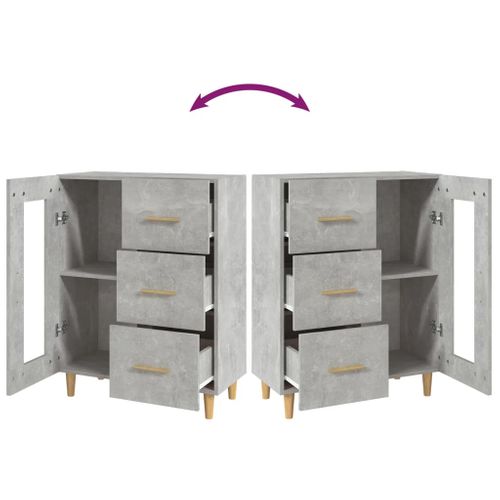 Buffet Gris Béton 69,5x34x90 Cm Bois Contreplaqué