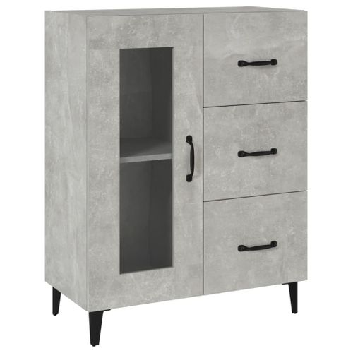 Buffet Gris Béton 69,5x34x90 Cm Bois Contreplaqué