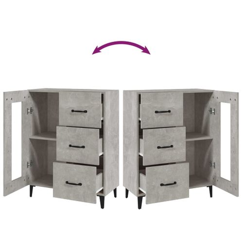 Buffet Gris Béton 69,5x34x90 Cm Bois Contreplaqué