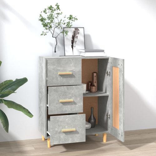 Buffet Gris Béton 69,5x34x90 Cm Bois Contreplaqué