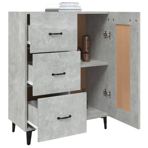 Buffet Gris Béton 69,5x34x90 Cm Bois Contreplaqué