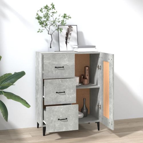 Buffet Gris Béton 69,5x34x90 Cm Bois Contreplaqué