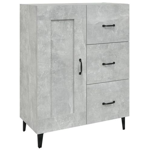 Buffet Gris Béton 69,5x34x90 Cm Bois Contreplaqué