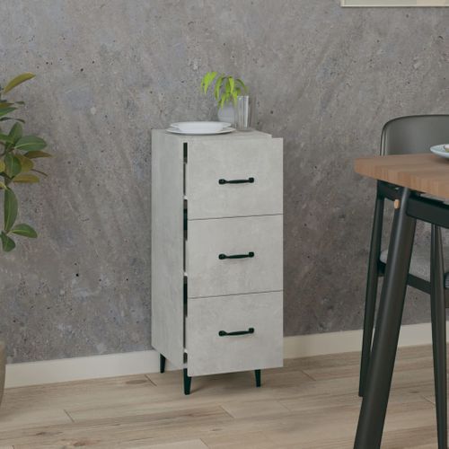 Buffet Gris Béton 34,5x34x90 Cm Bois Contreplaqué