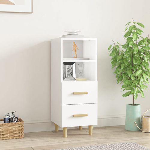 Buffet Blanc Brillant 34,5x34x90 Cm Bois Contreplaqué