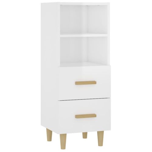 Buffet Blanc Brillant 34,5x34x90 Cm Bois Contreplaqué