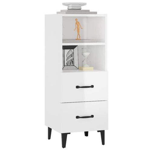 Buffet Blanc Brillant 34,5x34x90 Cm Bois Contreplaqué
